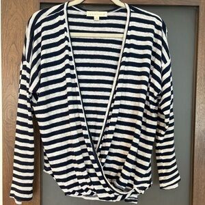 Lovestitch Striped Navyand White Wrap Top